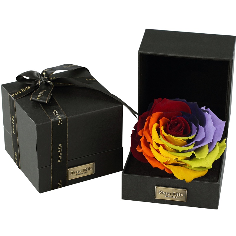 Para Ella 002系列七彩巨型玫瑰花进口永生花礼盒同城鲜花速递女神节情人节 礼物生日纪念日礼物圣诞节礼物送女生