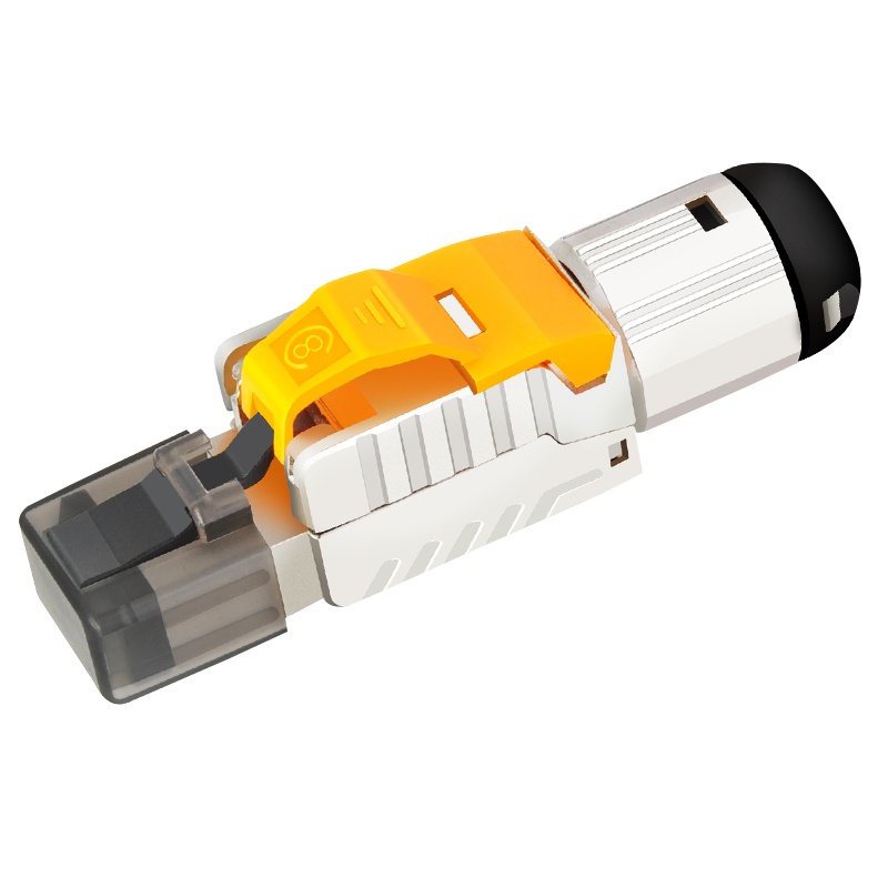 千天(QANTOP) 八类全屏蔽免压水晶头 8类 万兆数据机房 cat8 rj45网络线对接头模块网络头免工具