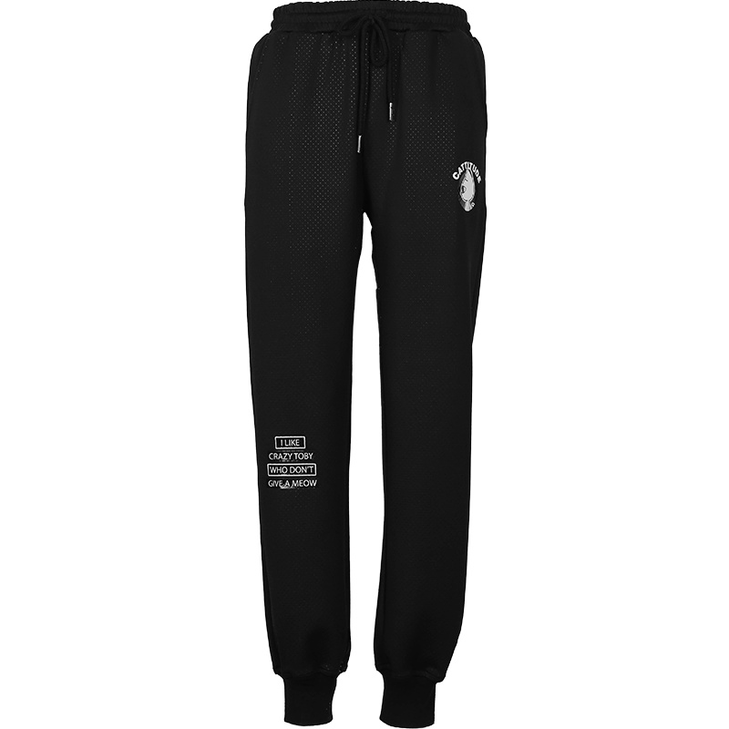 a02新款时尚休闲简约卡通印花束脚松紧腰休闲裤女潮DTU5BA361PN