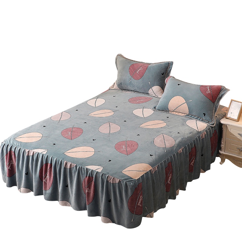 北极绒(Bejirog)家纺 法莱绒水晶绒单双人花边床裙单件床单床罩