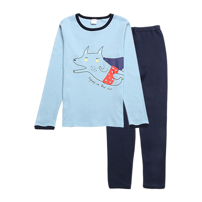 红豆儿童纯棉内衣套装男童低圆领套装男童舒适柔软秋衣秋裤套装