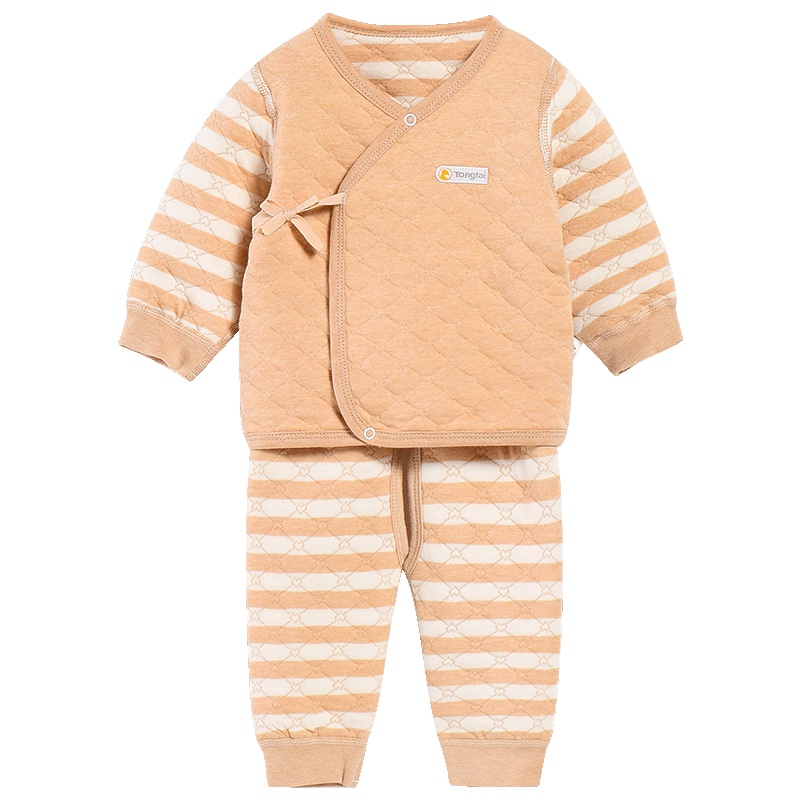 童泰TONGTAI纯棉婴儿加厚内衣套装0-3个月宝宝秋冬季保暖和服两件套儿童通用59cm
