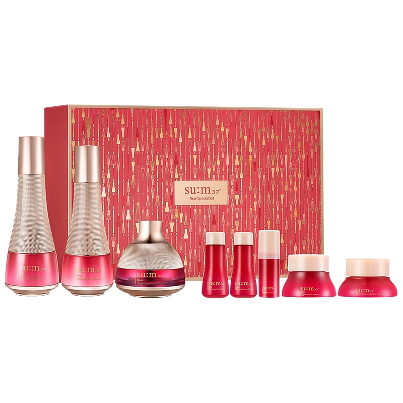 [升级版原红色款]su:m 37 苏秘37° 致臻焕采生机系列 水乳霜套盒 提拉紧致 抗老修护