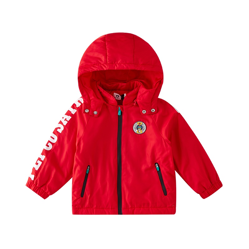 小猪班纳童装男宝宝连帽棉衣冬装新款男小童加厚外套儿童夹棉风衣