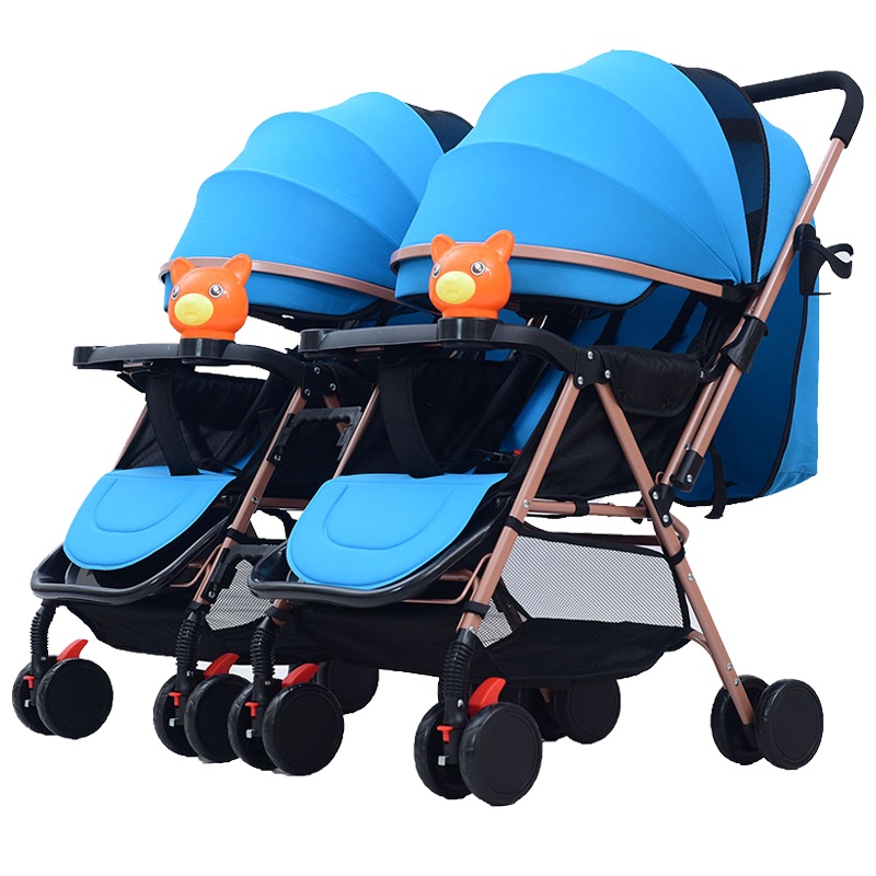 华婴文博双胞胎婴儿推车可拆分双向双人轻便可坐可躺折叠三胞胎手推车