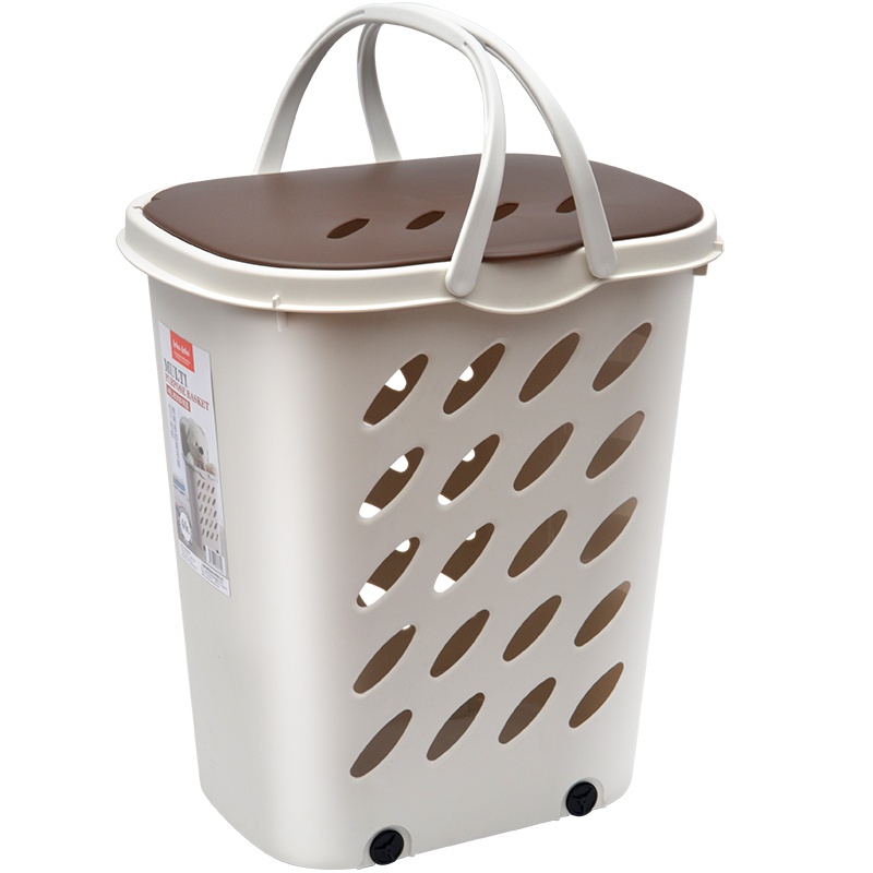 JEKO&JEKO 多用收纳篮46L塑料篮子置物架有盖手提特大号脏衣篓脏衣服收纳筐脏衣篮 SWP-6274