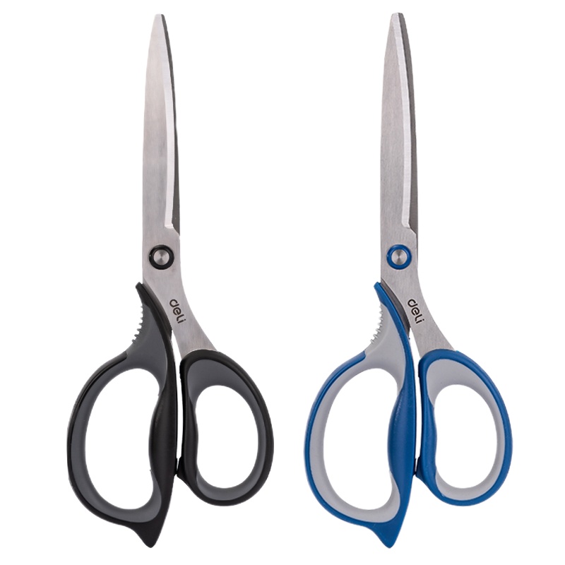 得力(deli)210mm大号办公家用剪 刀 弧形剪 片省力剪 刀6010