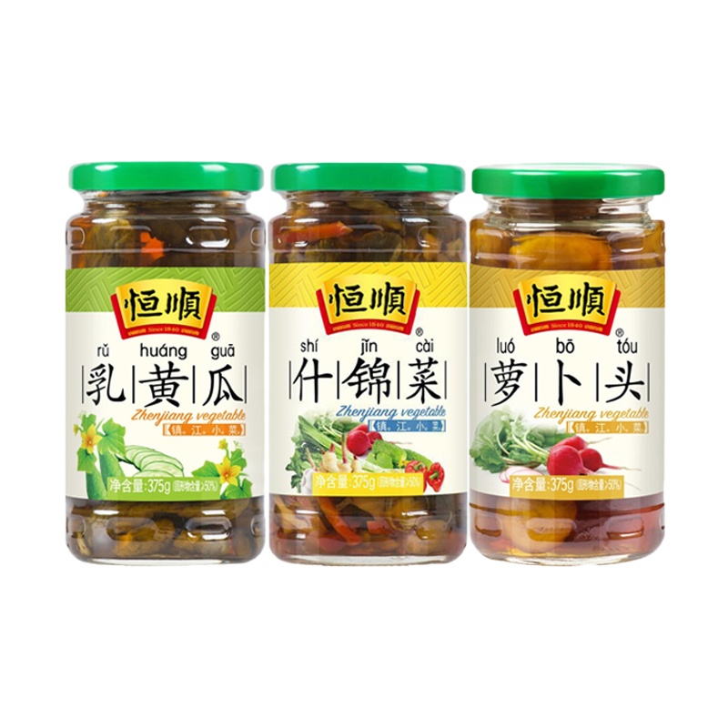 恒顺酱菜套装 乳黄瓜375g+萝卜头375g+什锦菜375g 酱菜咸菜腌制泡菜小菜