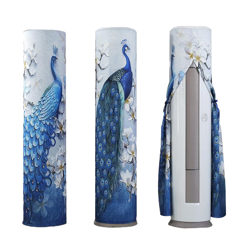 空调罩柜机防尘罩保护套格力美的奥克斯海尔开机不取大3p圆柱开机不取立式圆形罩 7601蓝孔雀