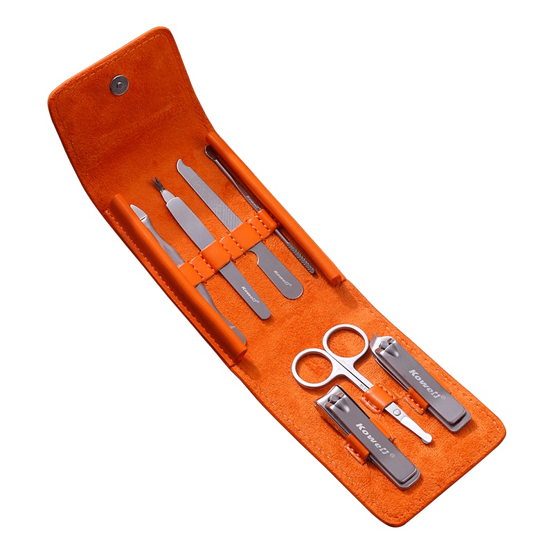 韩国进口指甲刀套装 KB708橙色 指甲剪平口指甲钳