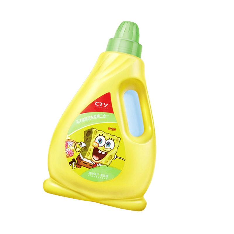 ZHMD海绵宝宝海洋植物洗衣柔顺二合一2KG(按企标活性物)黄瓶