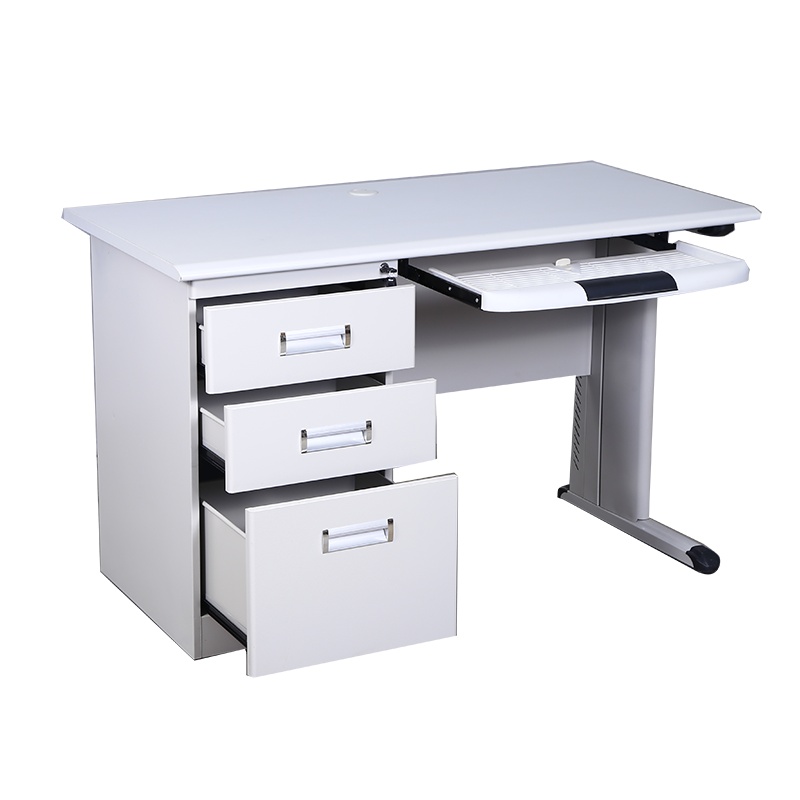 豫亿腾 钢制五抽一门电脑桌 钢制办公桌 铁皮电脑桌 财务桌单人员工位写字台 书桌 带锁抽屉家用桌子 可定制