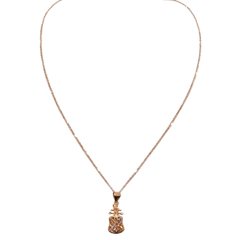 18k金小提琴雕花镂空项链