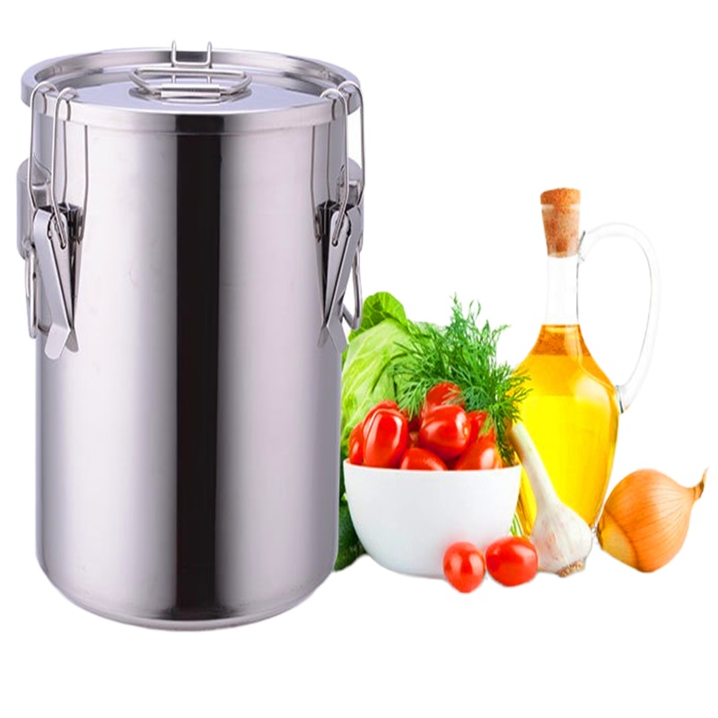 304不锈钢密封桶卡扣带盖汤桶储米桶30斤面粉桶茶叶桶油桶商用 直径25高25装22斤水