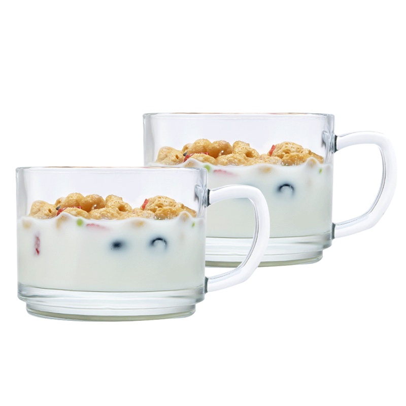 scybe喜碧 派罗尔500ml水杯耐热玻璃杯子大容量牛奶杯早餐杯麦片杯酸奶杯家用 两只装