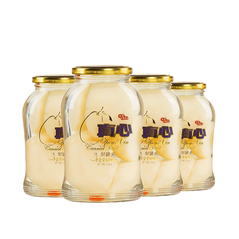 真心罐头 冰糖雪梨糖水梨子水果罐头食品即食零食 680g*4瓶