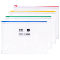 得力(deli)5526 A4透明拉链袋 文件袋 资料袋 12只装