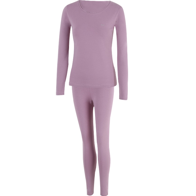 猫人女士秋衣秋裤套装保暖内衣棉莱卡抗菌圆领女士套装