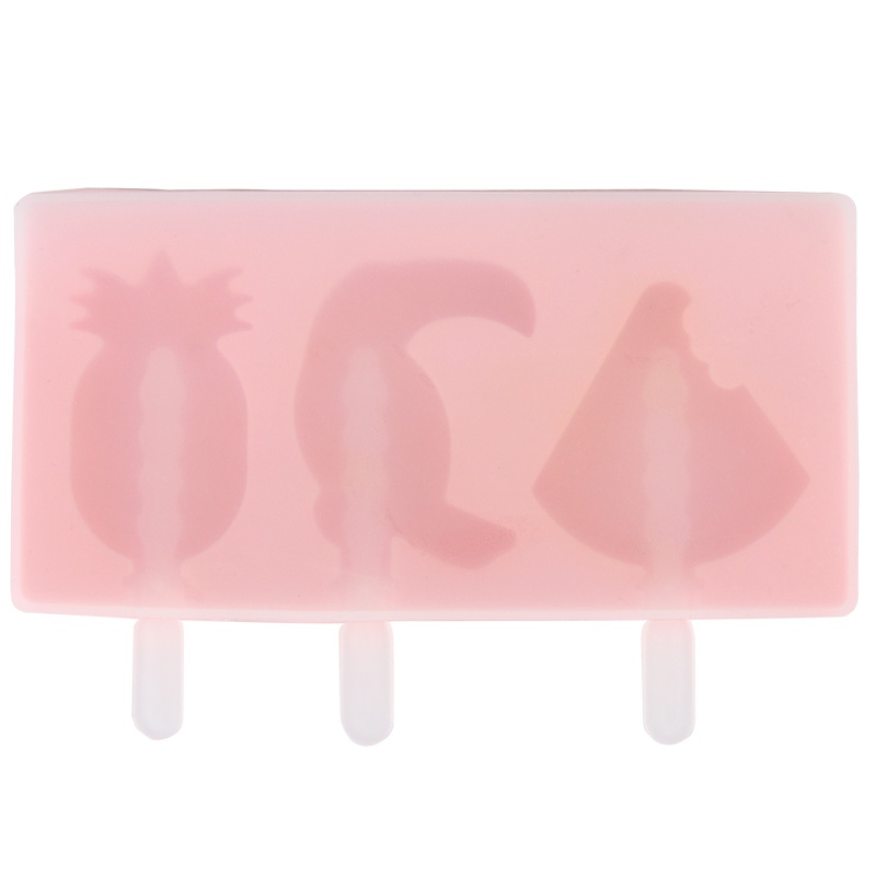 雪糕模具做冰淇淋冰棍冰棒家用硅胶DIY自制模具冻冰块创意卡通可爱 粉色(菠萝+小鸟+西瓜)雪糕模具