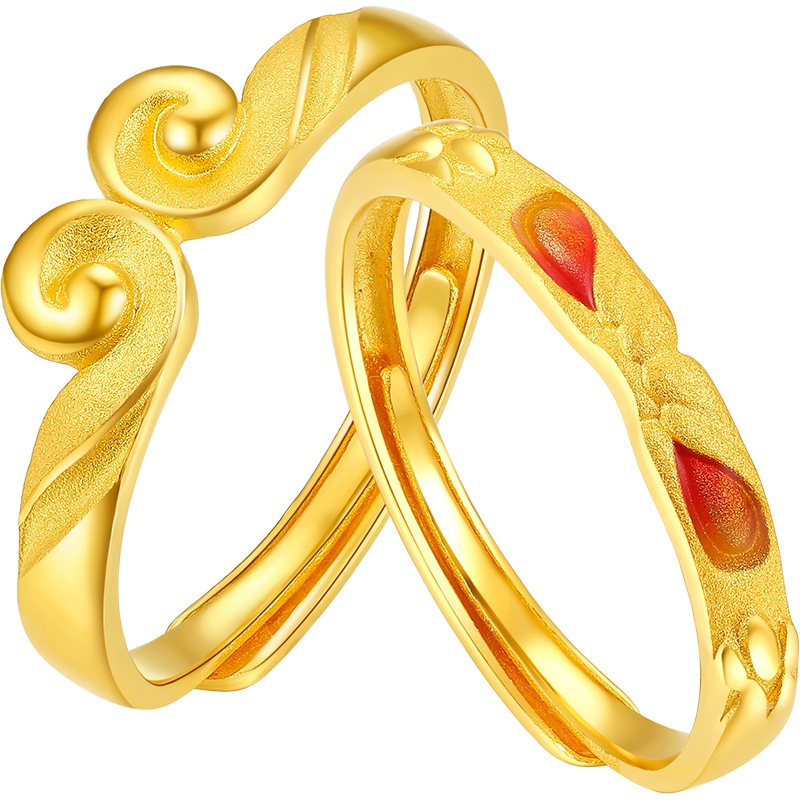 周大生黄金饰品黄金戒指新款足金999金箍棒对戒紧箍咒情侣指环七夕送礼物