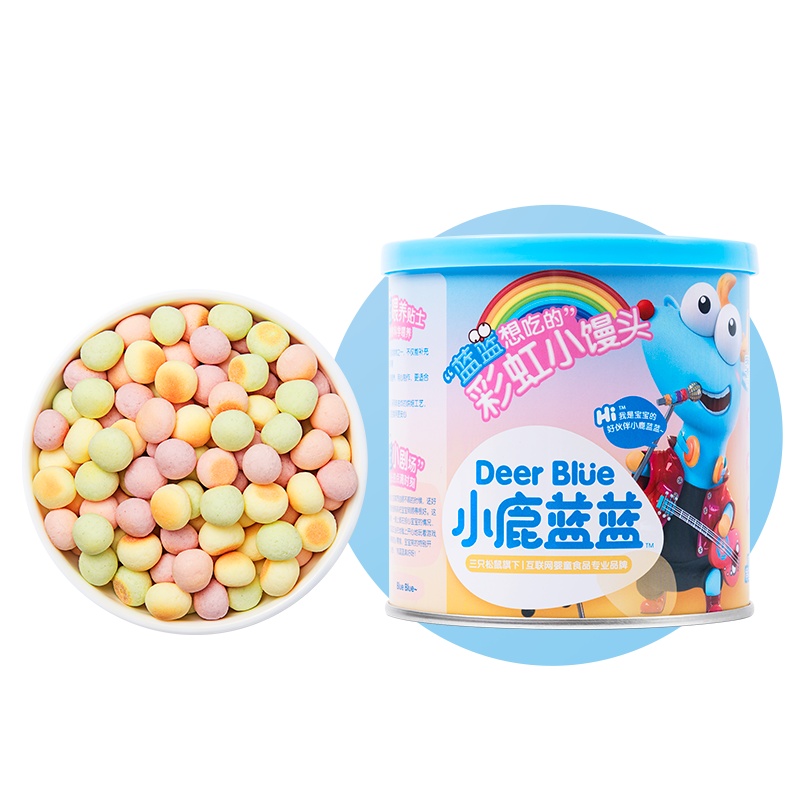 小鹿蓝蓝 彩虹牛奶小馒头160g 宝宝零食入口即化儿童小馒头宝宝奶豆