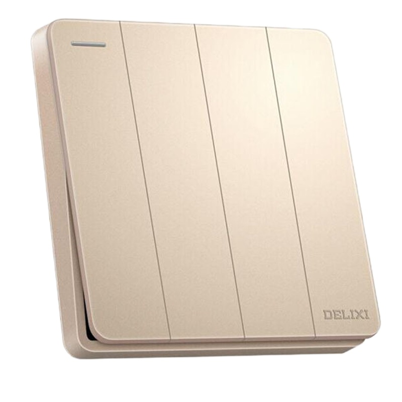 德力西 CD821系列 四联四开单控开关 香槟金纯平大板 (单位:个)