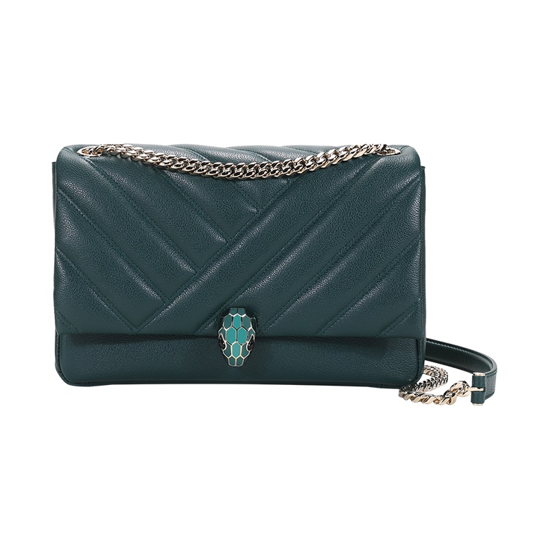 宝格丽 BVLGARI 女士 SERPENTI CABOCHON粒面牛皮蛇头扣手提单肩斜挎包290649