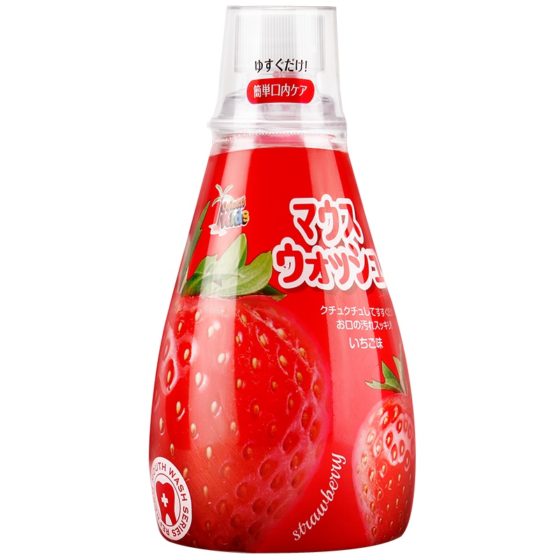 日本进口德露宝儿童漱口水宝宝专用3-6-12岁防蛀可吞咽草莓果味340ml