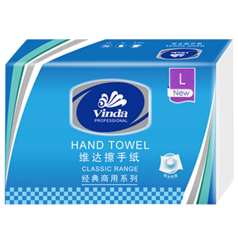 维达经典商用系列L码纸巾擦手纸酒店干手纸卫生纸1层200抽*20包整箱