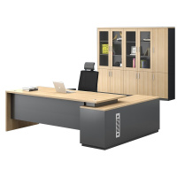 星岛办公家具老板桌大班台简约现代单人办公桌总裁桌主管经理桌员工桌1.6米老板桌四门书柜椅子组合