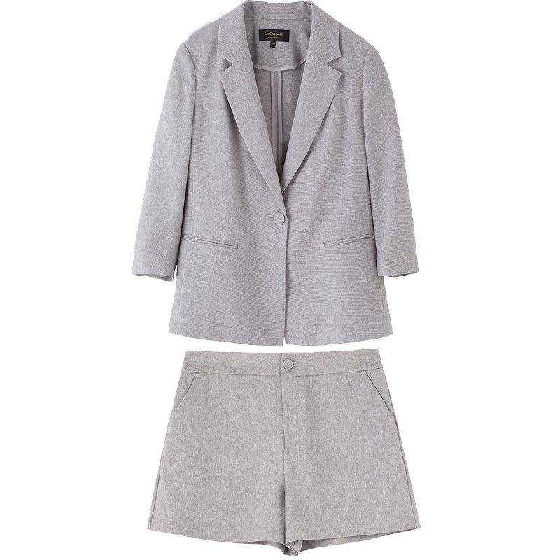 上新拉夏贝尔秋冬季新款宽松显瘦休闲小西装外套短裤两件套女10018479