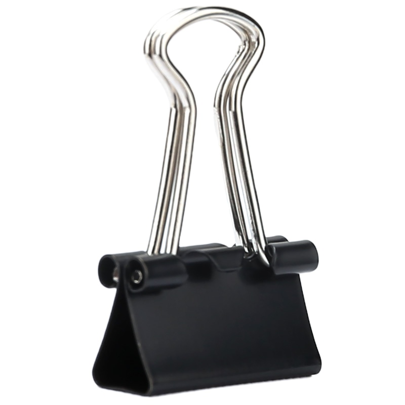 得力长尾夹8566黑色办公票夹/燕尾夹/试卷夹/金属夹子15mm/60个/筒财务票据夹整理文件