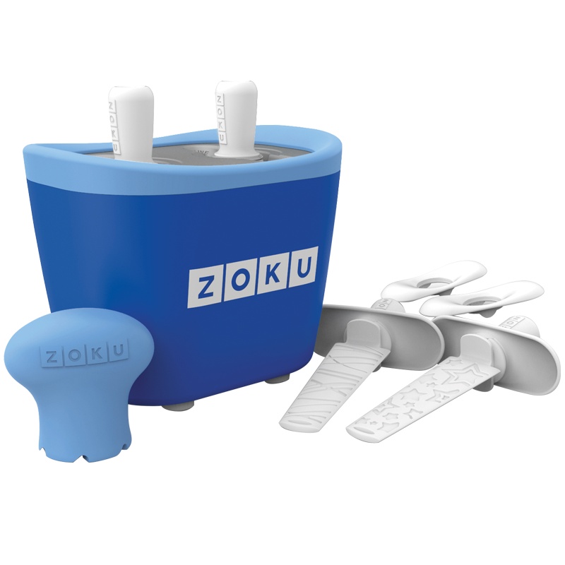 美国zoku冰棒雪糕模具机两只冰棍家用自制冰盒冰块冰糕冰淇淋棒冰DIY工具(蓝色)