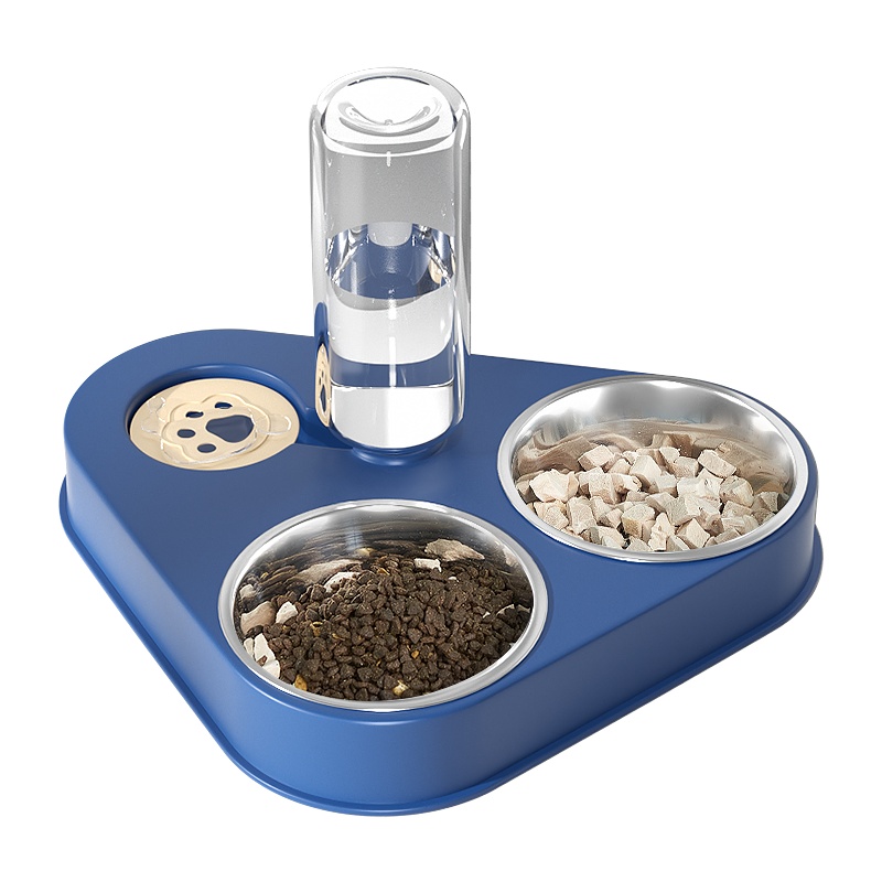 疯狂的主人Crazy Host 猫碗双碗狗碗喂食碗不锈钢饭盆宠物用品狗狗猫咪饮水机自动喝水器三角形中号