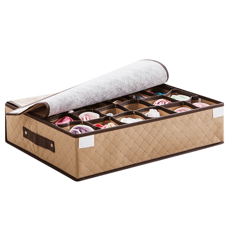 悠品居无纺布24格有盖内衣收纳盒