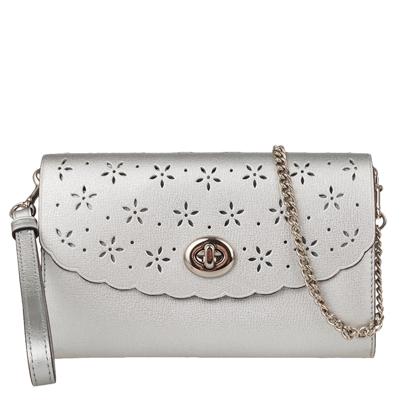 [直营]蔻驰(COACH) 女士镂空手拿包链条包单肩包 钱包链条包 翻盖式女包
