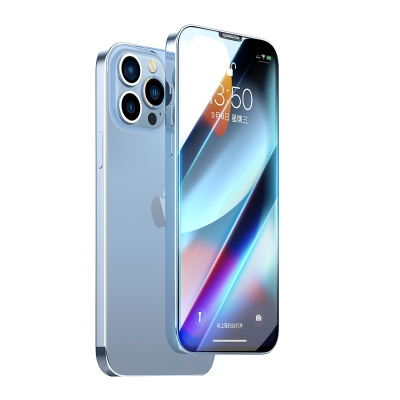适用苹果13promax钢化膜iphone13mini全屏手机超薄防爆进口玻璃不碎边进口旭硝子ES09黑escase