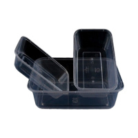 ZDET J系列长方形一次性餐盒 透明打包盒便当碗带盖 750ml方形透明300套/箱 (单位:箱)