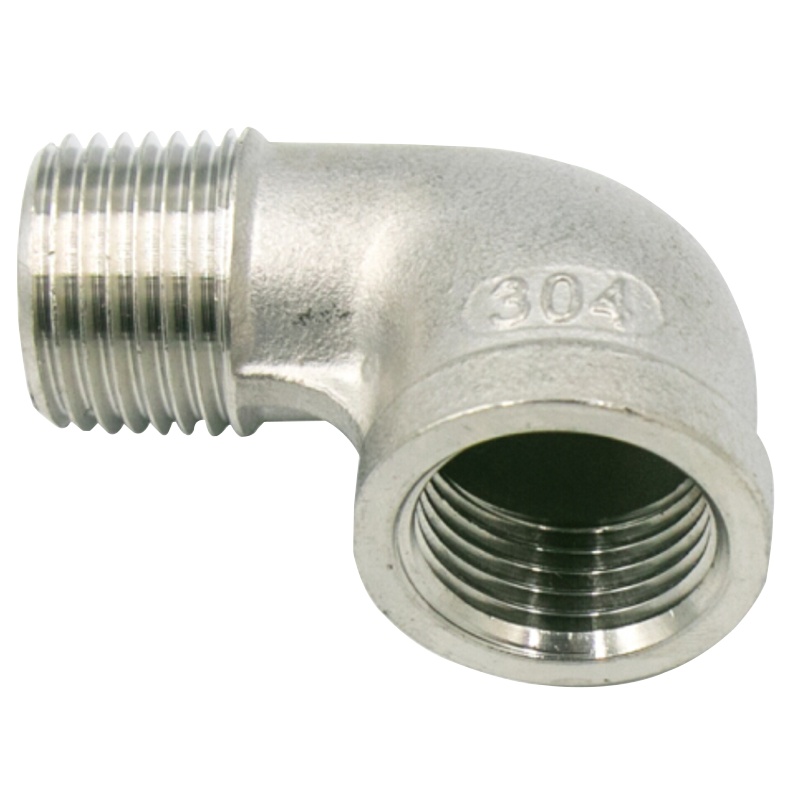 海斯迪克 gnjz-2027 304不锈钢内外丝弯头 90度不锈钢管件水管接头弯头配件 DN6-1/8(4个)