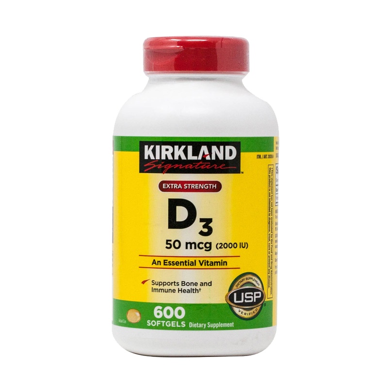 美国直邮Kirkland柯克兰 Vitamin D3 维生素D3软胶囊2000IU 600粒