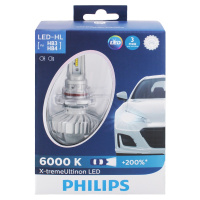 飞利浦(PHILIPS)极昼光LED汽车灯泡大灯远光灯近光灯2支装 HB3/HB4 增亮200%白光6000K