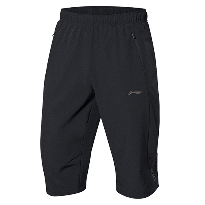 李宁(LI-NING)七分裤男士速干跑步系列轻薄透气吸湿排汗简约舒适弹力休闲运动裤AKQP031
