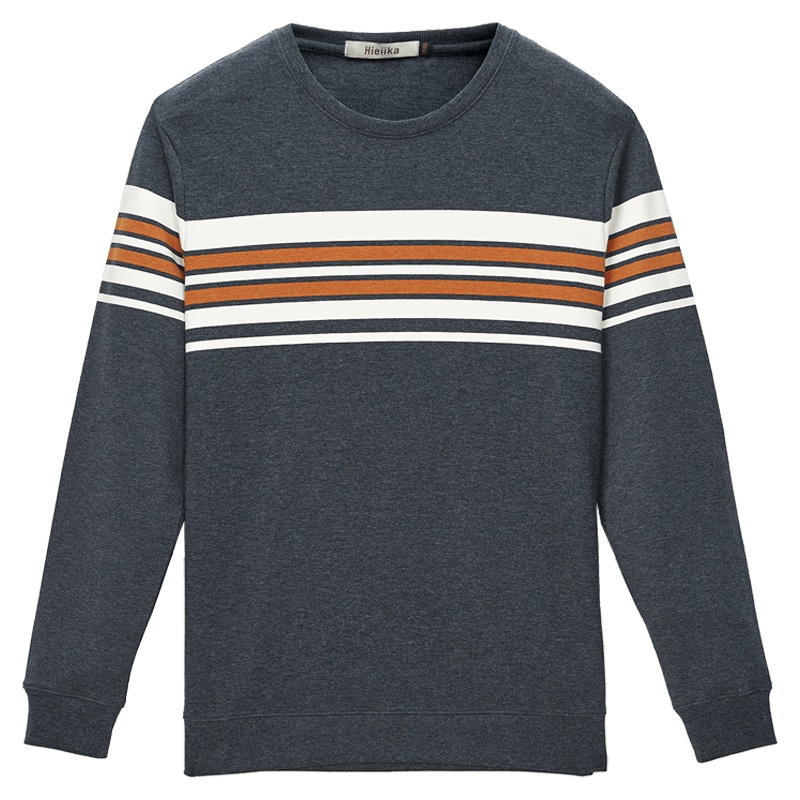 Hieiika 海一家2019秋季男士时尚撞色条纹休闲日常圆领卫衣