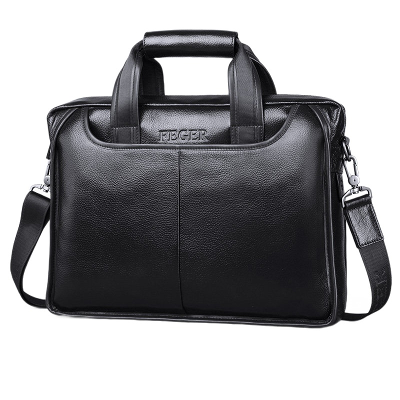 FEGER斐格真皮男包商务单肩包公文包斜挎包背包头层牛皮手提包男8895-3软