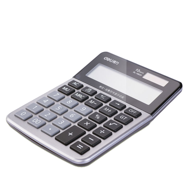 得力 1662A 桌面型计算器有显示单位功能双电源计算器得力办公文具