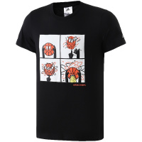 阿迪达斯男服短袖T恤篮球卡通印花运动休闲运动服DU6857