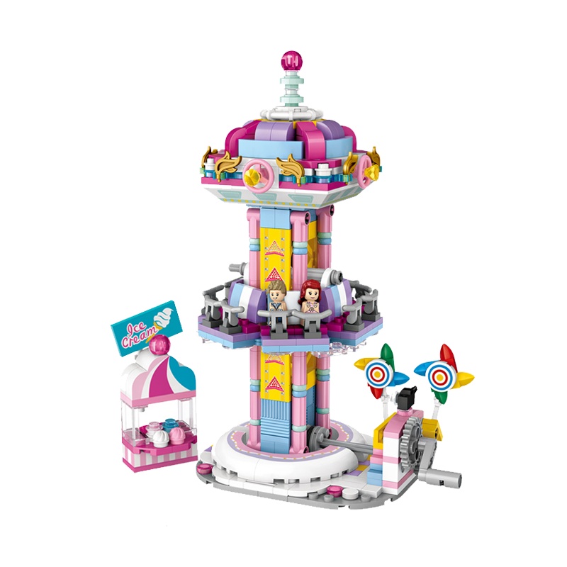 俐智loz钻石小颗粒积木迷你游乐场系列益智卡通动漫拼插男孩女孩玩具微型模型 1727跳楼机