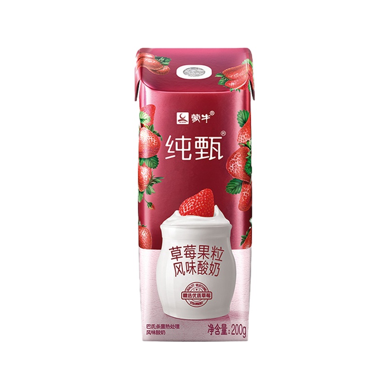 WQMD纯甄草莓果粒风味酸奶康美笑脸包200g×10包