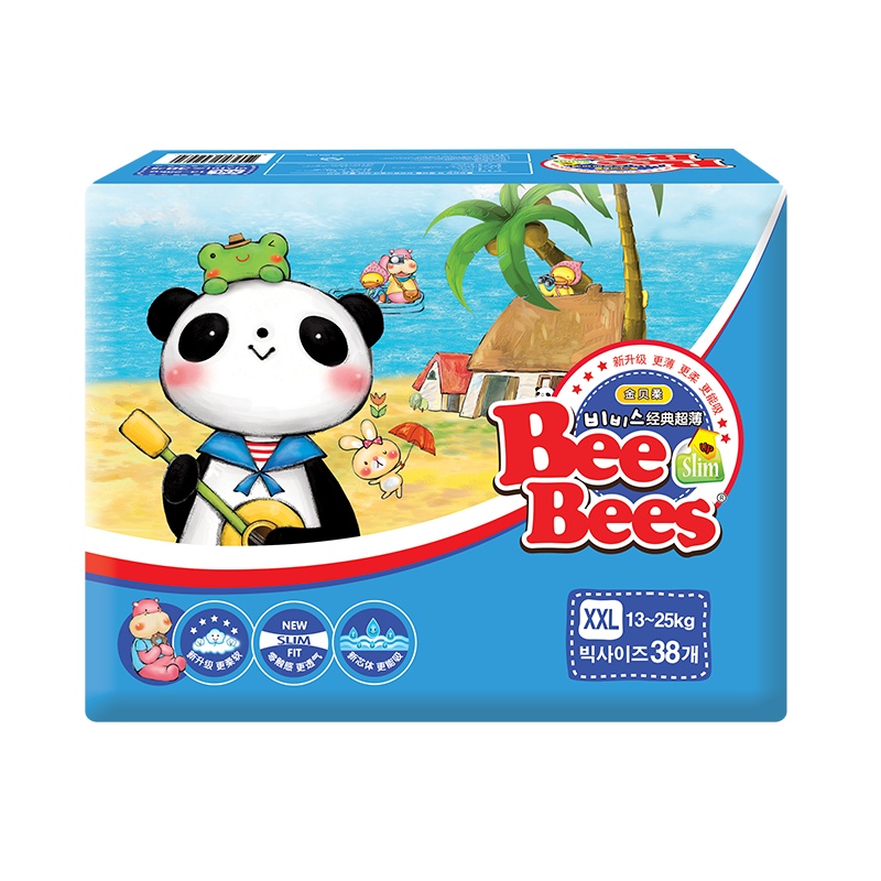 [韩国金贝柔]BeeBees经典超薄透气婴儿纸尿裤干爽宝宝尿不湿XL