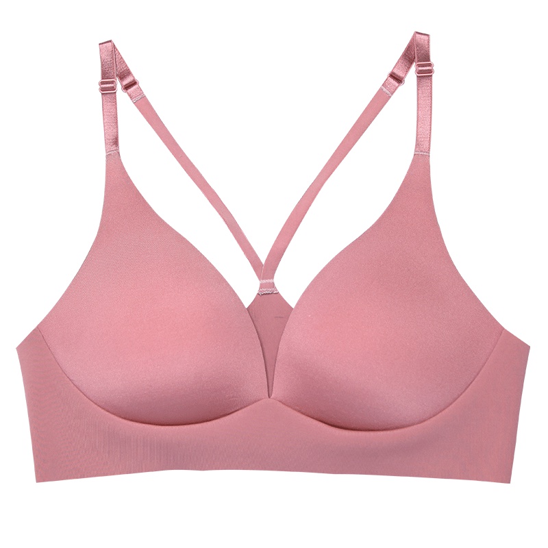 依曼丽光面无痕美背文胸 时尚百搭性感舒适透气无钢圈聚拢内衣女